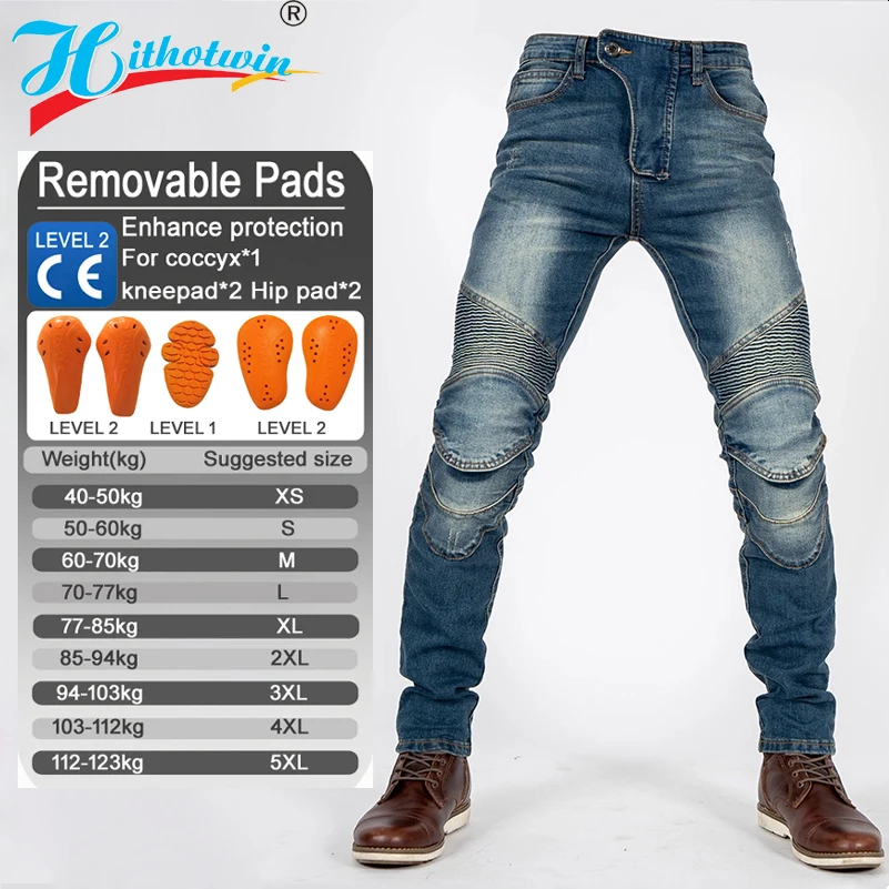 Pantalones de motocicleta vaqueros antideslizantes ajustados