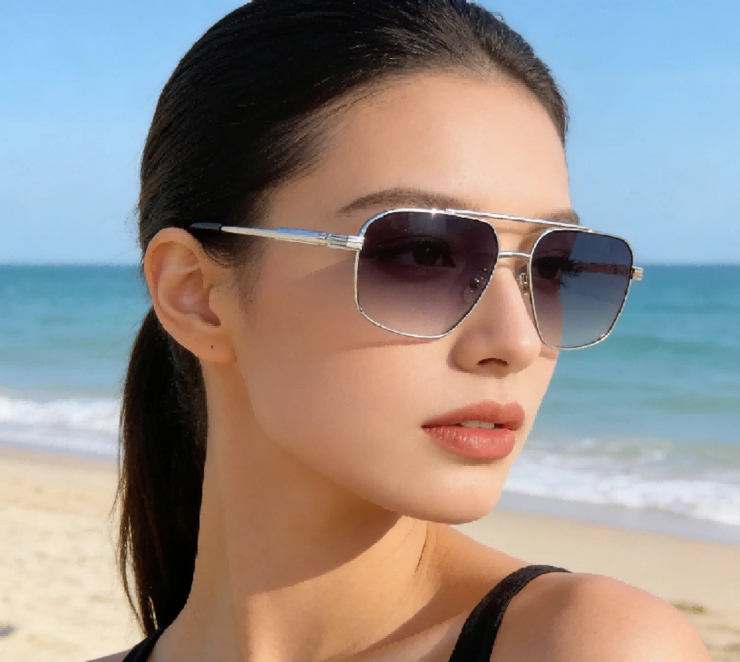 Gafas de Sol Retro Gris Azul para Mujer