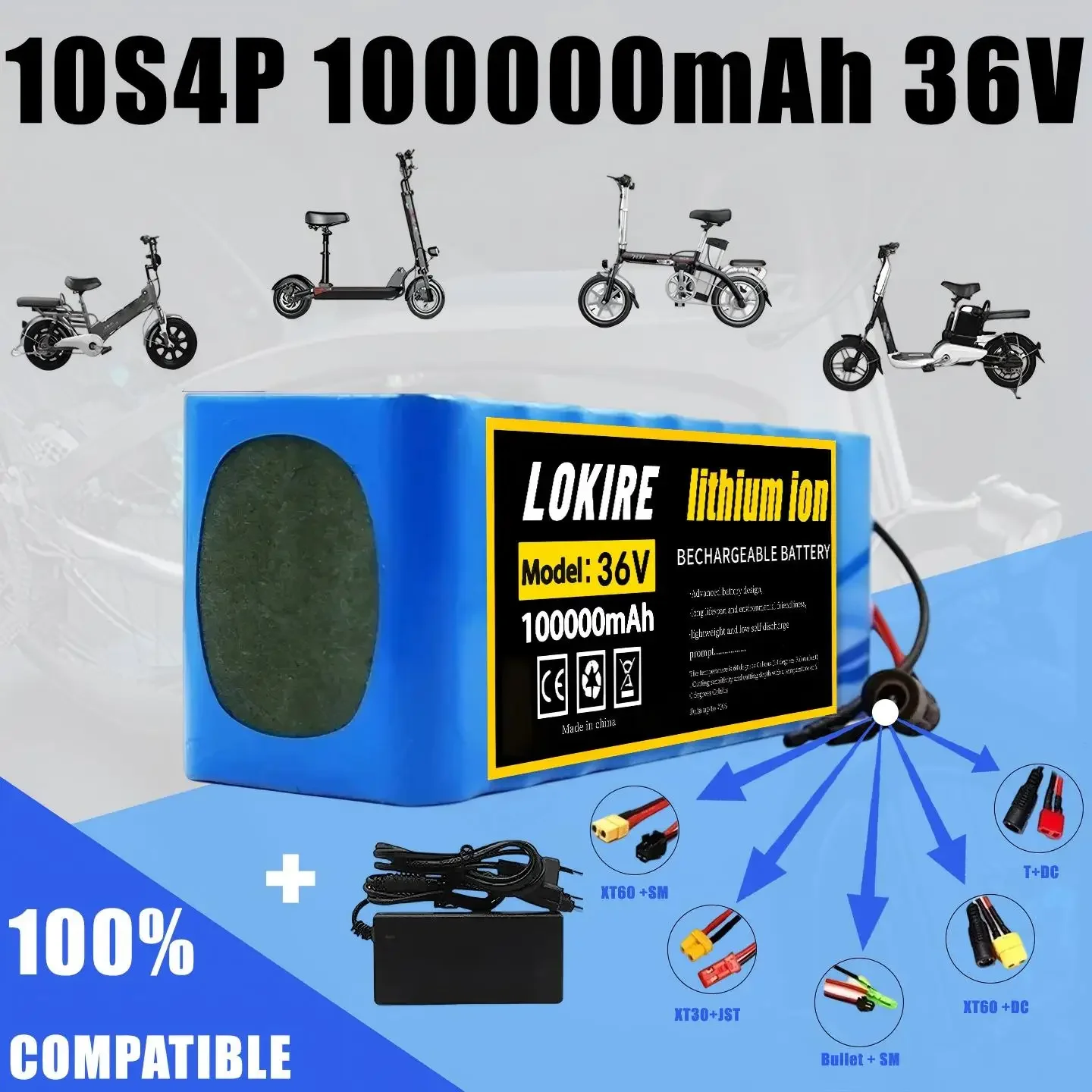 Batería de Litio 10S4P 36V 100000mAh Paquete